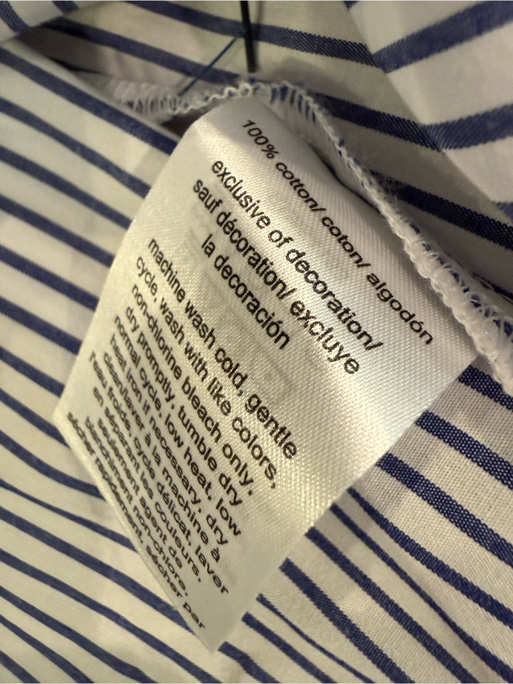 Tommy Hilfiger Blue & White Striped Roll Tab Sleeve Popover Shirt Large L - Picture 3 of 5